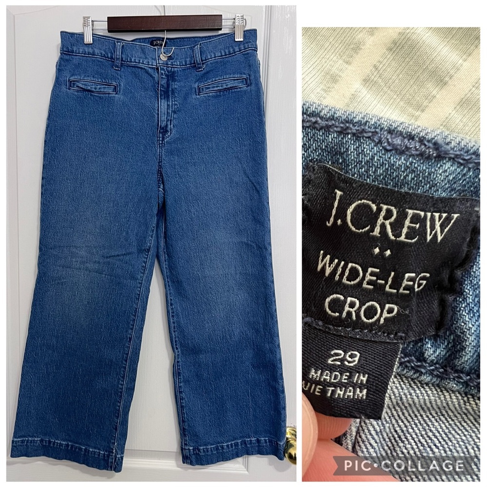 J.Crew Blue Wide-Leg Crop Pants size 29